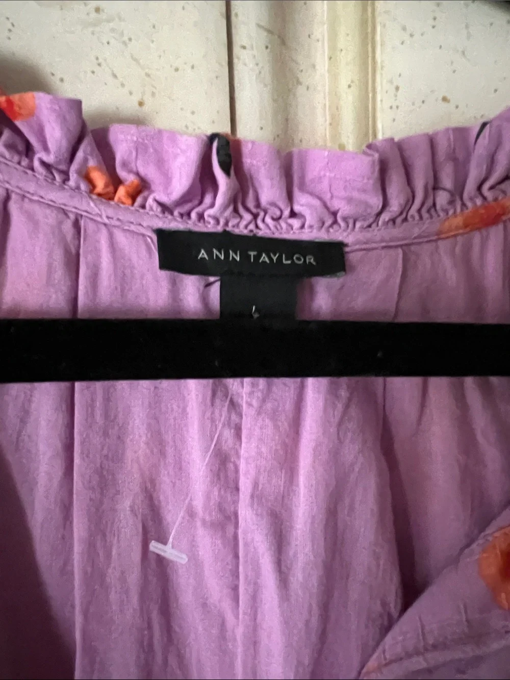 Ann Taylor Lavender Ruffle Neck Blouse